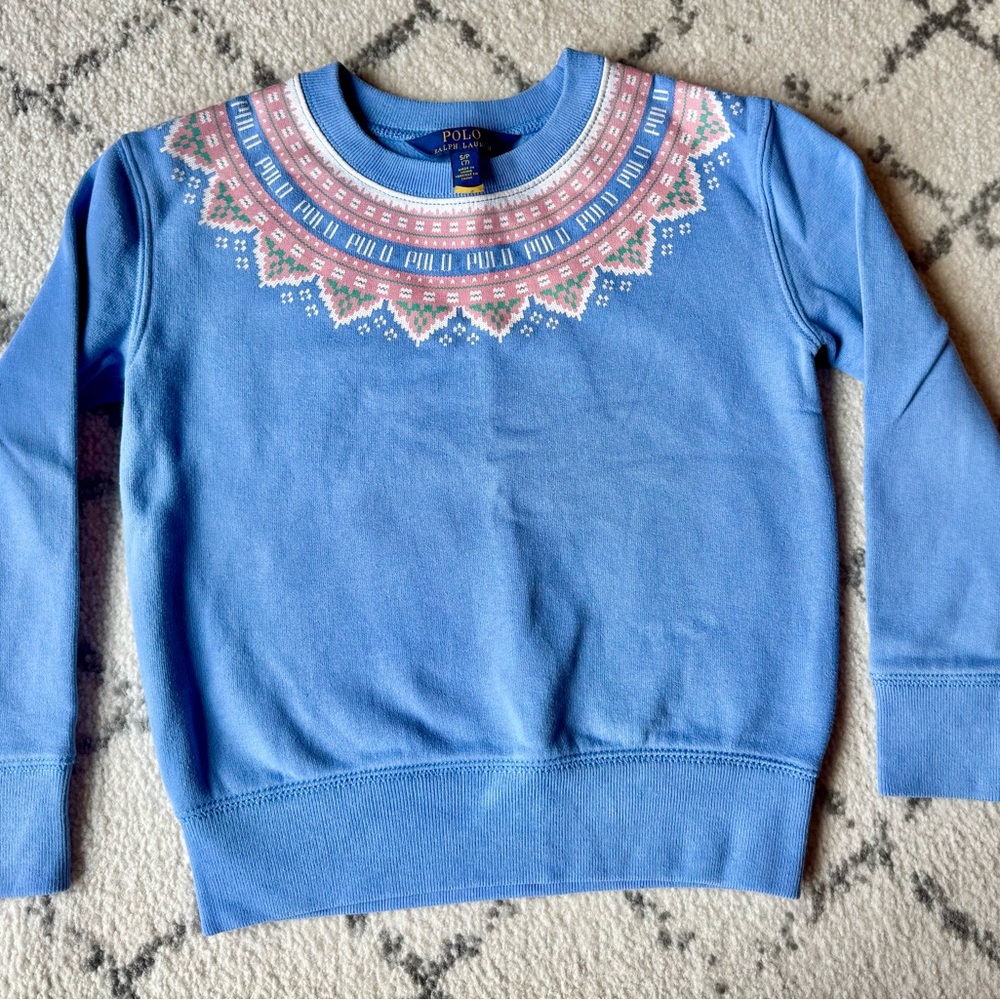Polo by Ralph Lauren Kids Blue and Pink Patterned Sweatshirt